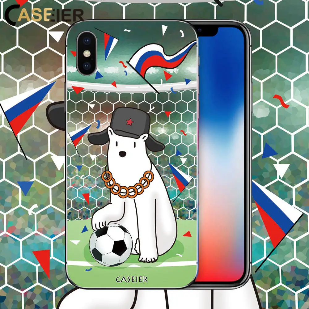 Для iPhone X caseier Футбол чехол для телефона Мягкий силиконовый 6 6S 7 8 Plus России серии