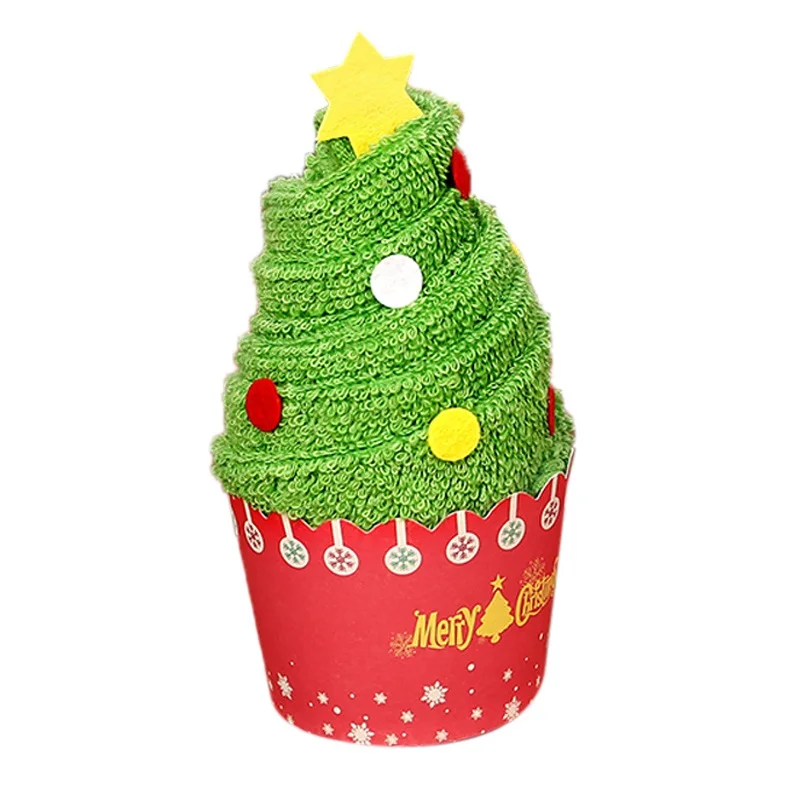 3 30x30cm Christmas Gift Towel Christmas Tree Santa Claus Christmas Snowman White Green Red Each Bag - Цвет: 3