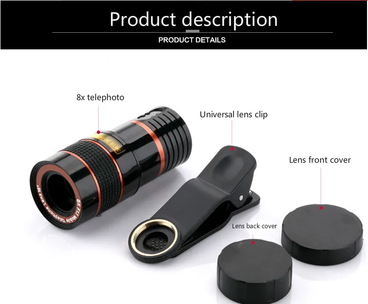 

FOR iPhone for Sumsung Huawei Universal Clip 8X 12X Zoom Mobile Phone Telescope Lens Telephoto External Smartphone Camera Lens