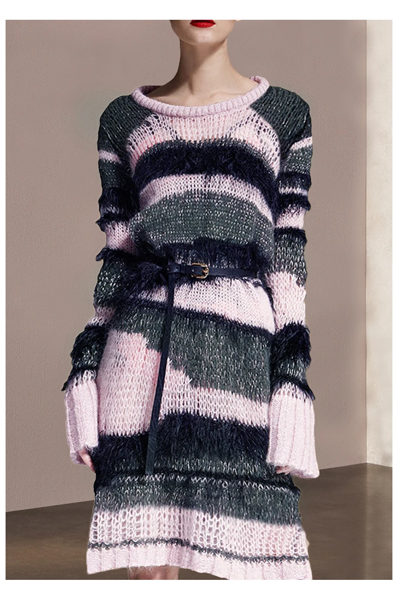 

See Orange Women Sweater Dress For Winter Long Sleeve Striped Sweater Sexy Lady Christmas Dresses Vestidos SO2410