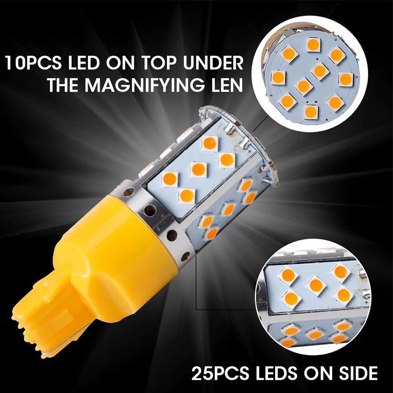 Roadot T20 7440 3030 35SMD нет Hyper Flash Canbus W21W желтый люсис привело para Авто поворотники для