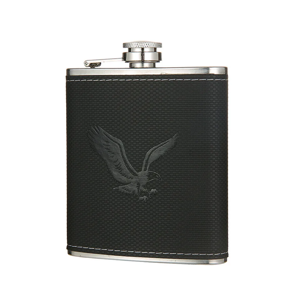 1pc Black Eagle BIUBIUTUA 7 унций роскошный из нержавеющей стали спирт хип набор фляг бутылка виски кожа кувшин вино подарок фляга набор мини-колба для мужчин - Цвет: 1pc Black Eagle