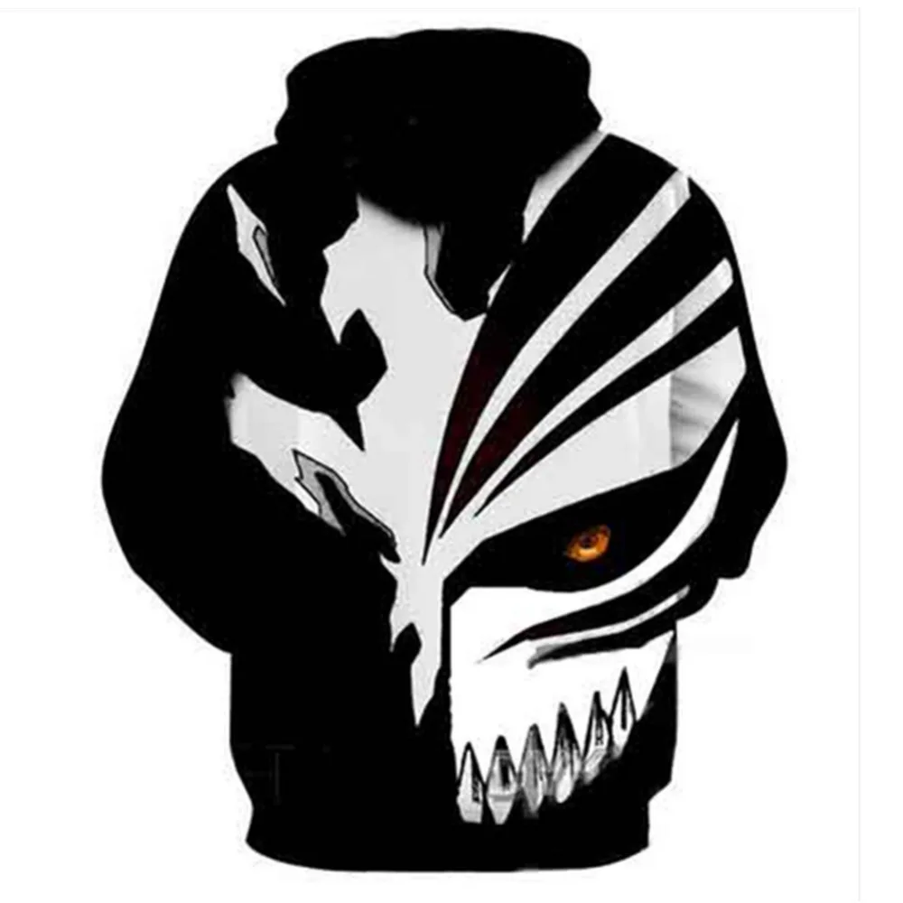 3D New Design Bleach Hoodies Black And White Striped Fashion Sweatshirt Street Style For Men Women Hoodie | Мужская одежда