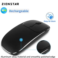 zienstar aluminum alloy silent click 2 4g wireless mouse with usb receiver 2400dpi rechargeable 600mah battery for mac computer
