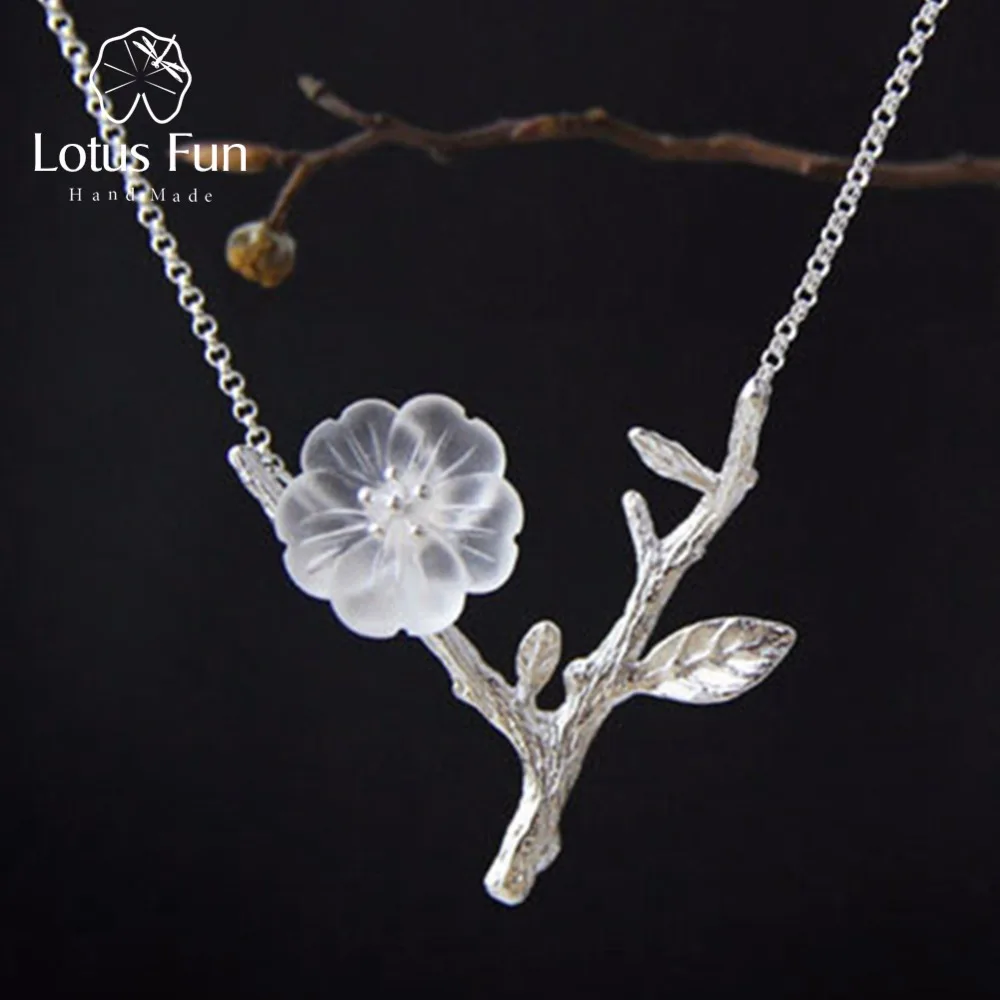 Lotus весело цветок в дождь Цепочки и ожерелья с подвеской Настоящее стерлингового