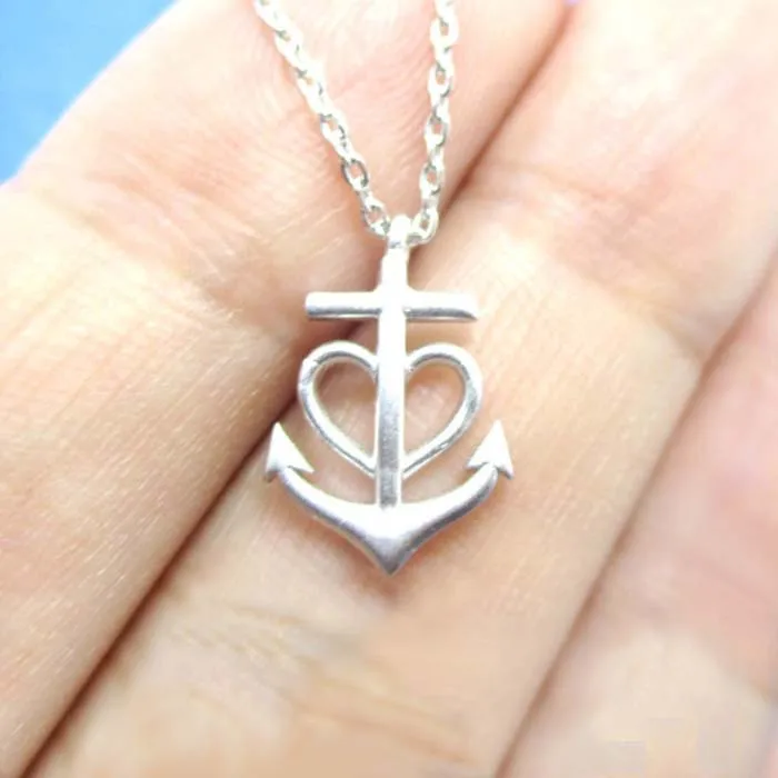 Kinitial10Pcs цвета: золотистый серебристый Якорь Сердце Цепочки и ожерелья Для женщин