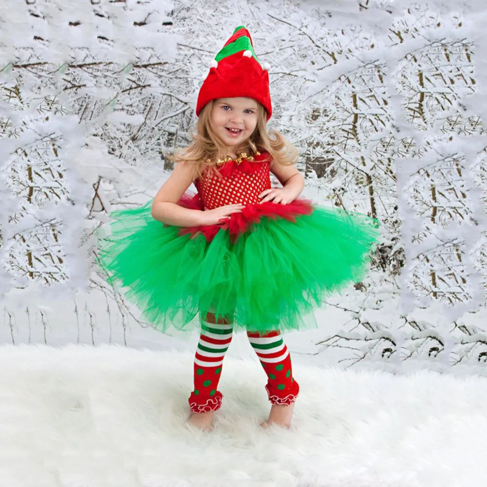 2018 Baby Girls Sleeveless Xmas Tutu Dress Children Knitted Princess Christmas Girl Grinch Clothes 3-11Y | Детская одежда и обувь