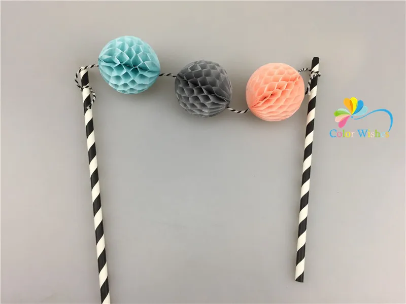 Один набор 5 см цветная круглая бумага Honycomb шар гирлянды Торт Топперы Комплект свадебный день рождения детский душ торт украшения принадлежности