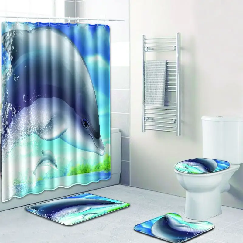Бесплатная доставка 4 шт. злая Акула открытый большой рот Banyo Paspas коврик для