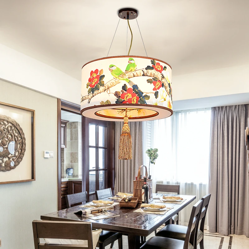 New Chinese flowers and birds hanglamp pendant lights lamps led for home nordic light fixtures loft style hanging | Освещение