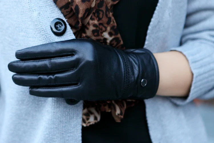 2017 Новые Зимние Натуральная Кожа Перчатки женские Тепловые Кожаные Зима