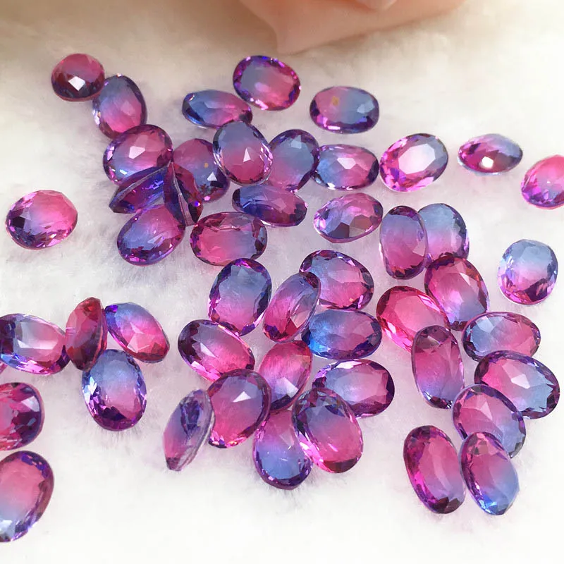 

6*8mm Naked Crystal, Clear Rainbow Color Gradual Change Oval Tourmaline Rhinestones Glass Crystal Stone Dress Decoration Jewels