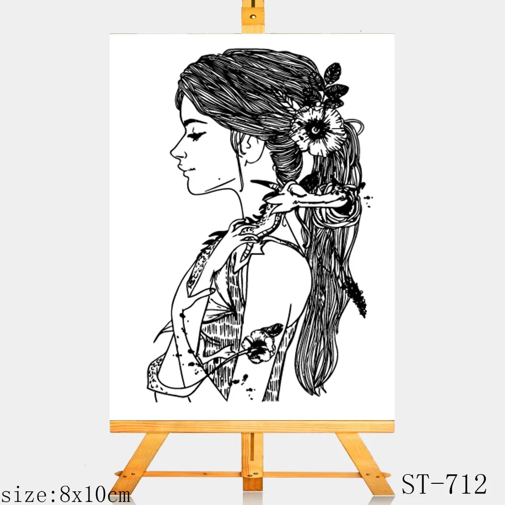 

AZSG Girl thinking deeply Clear Stamps For DIY Scrapbooking Rubber Stamp/ Seal Paper Craft Clear Stamp Card Making