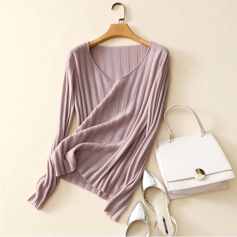 Вязаный кашемировый свитер женский розовый 100% чистый кашемир Уютные женские