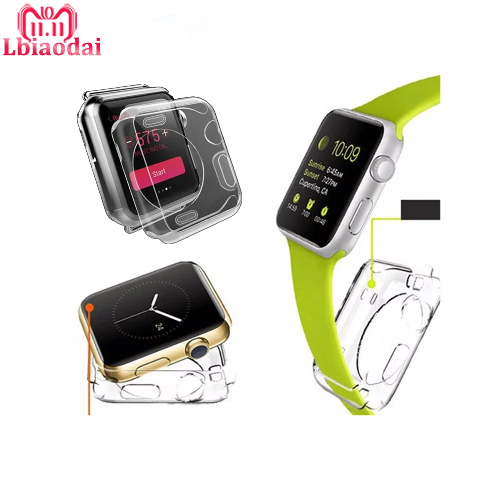 Мягкий чехол для Apple Watch 3/2/1 iwatch band 42 мм/38 мм цветной силиконовый защитный часов