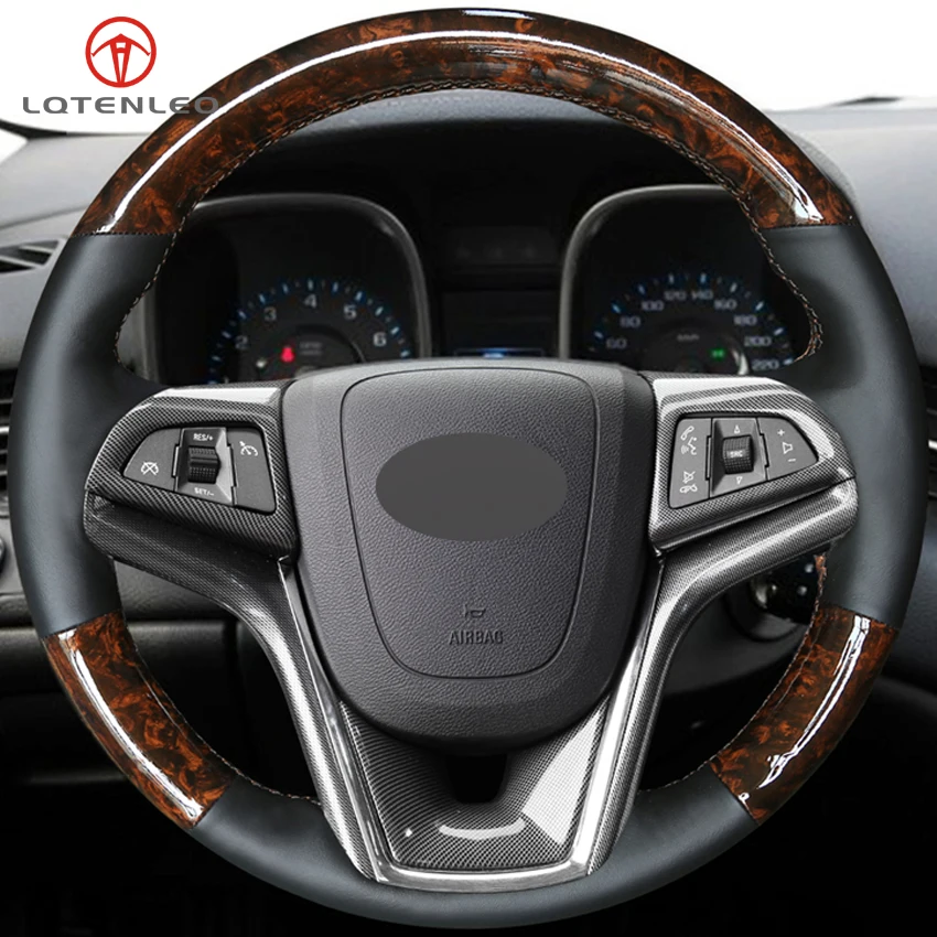 LQTENLEO под дерево черный кожаный чехол рулевого колеса автомобиля для Chevrolet Malibu 2011- вольт Camaro 2011- Aveo