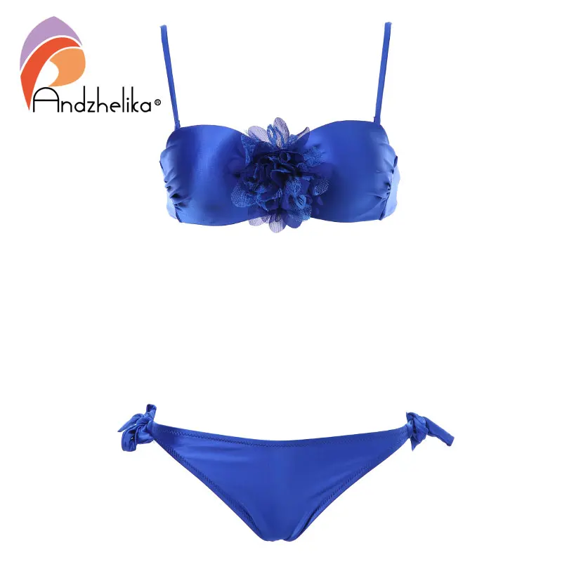 Andzhelika bikini Новые купальник женский бикини с эффектом пуш апп комплект бикини Брошь в виде цветка