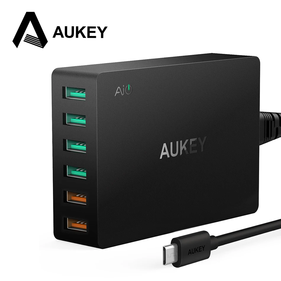 60 Вт USB Зарядное устройство aukey Quick Charge 3.0 6 Порты и разъёмы мобильный телефон в
