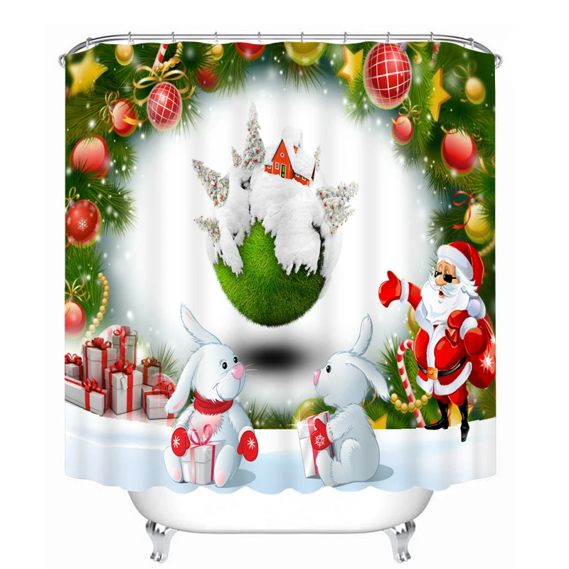 

Christmas day Pattern 3D Shower Curtain Polyester Fabric Waterproof Shower Curtain Eco-Friendly Bathroom Curtain Home