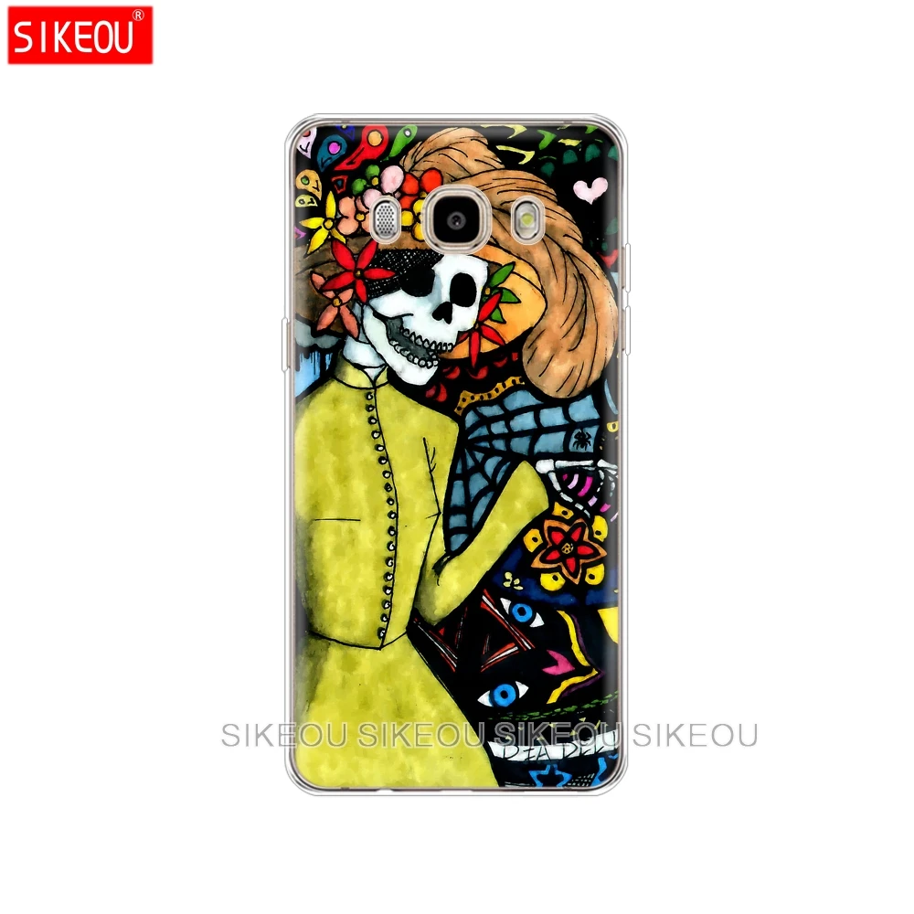 silicone cover phone case for Samsung Galaxy J1 J2 J3 J5 J7 MINI 2016 2015 prime soft tpu Cute Flower Skull protective coque |