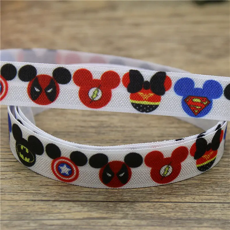 DHK 5/8 ''10yards Нарвал Единорог Микки hero напечатаны раз упругой FOE стрейч ленты hairbow головные уборы оптом B1619