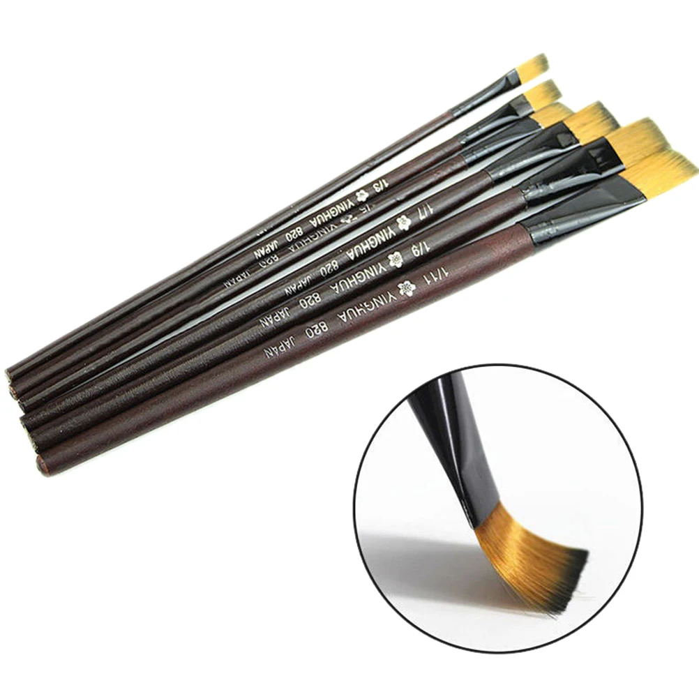 

Hot Selling 6 PCS Paint Brush Oil Acrylic Paint Brush Artist Brushes Watercolor Brush Nylon Hair Drawing Tool Art for Supplies