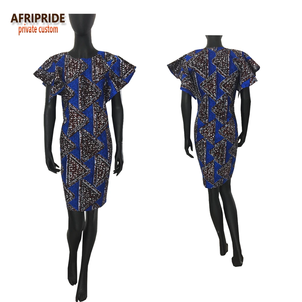 Женское Хлопковое платье с коротким рукавом бабочкой круглым вырезом|african dress