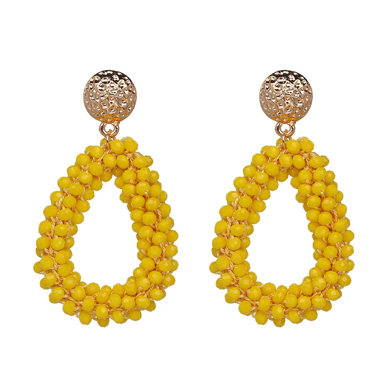 

11 Colors New Shiny Bling Beads Crystal Drops Earring Fashion Statement Jewelry Wedding Party Dangle Earring For Women Wholesale