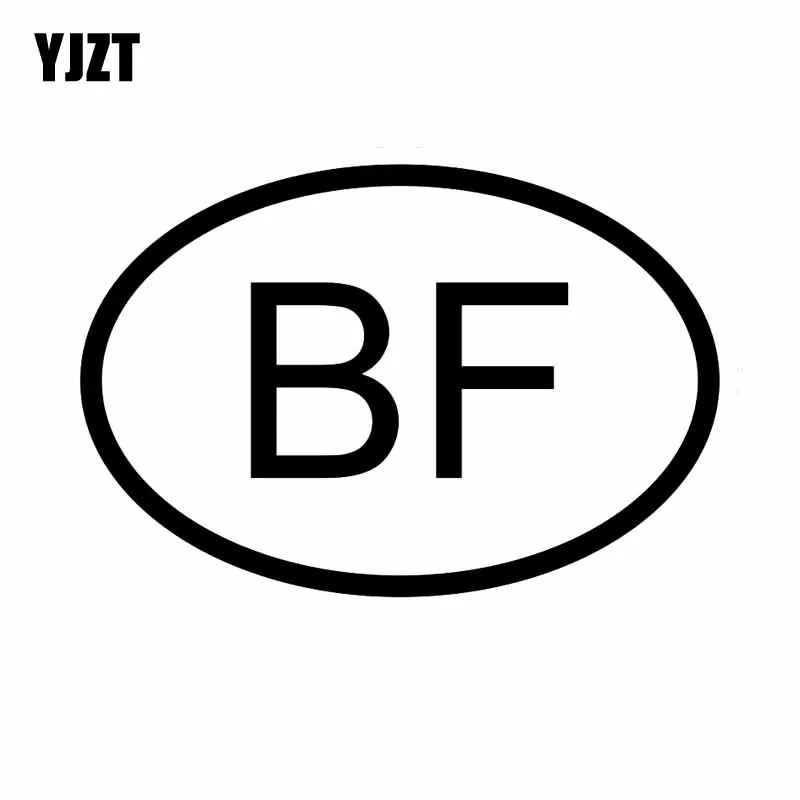 

YJZT 14 см * 9,4 см Виниловая наклейка автомобильная наклейка BF BURKINA код страны овальный черный серебристый C10-01264