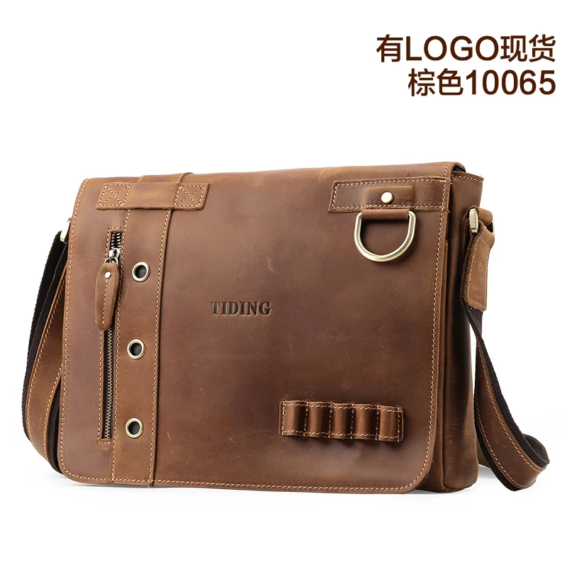 Сумка-мессенджер мужская из кожи Крейзи Хорс винтажный саквояж на плечо для