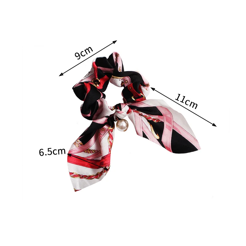 

50PCS/Lot Fashion Women Bowtie Pearl Hair Rope Elastic Hair Bands Wholesale Lady Hair Accessories