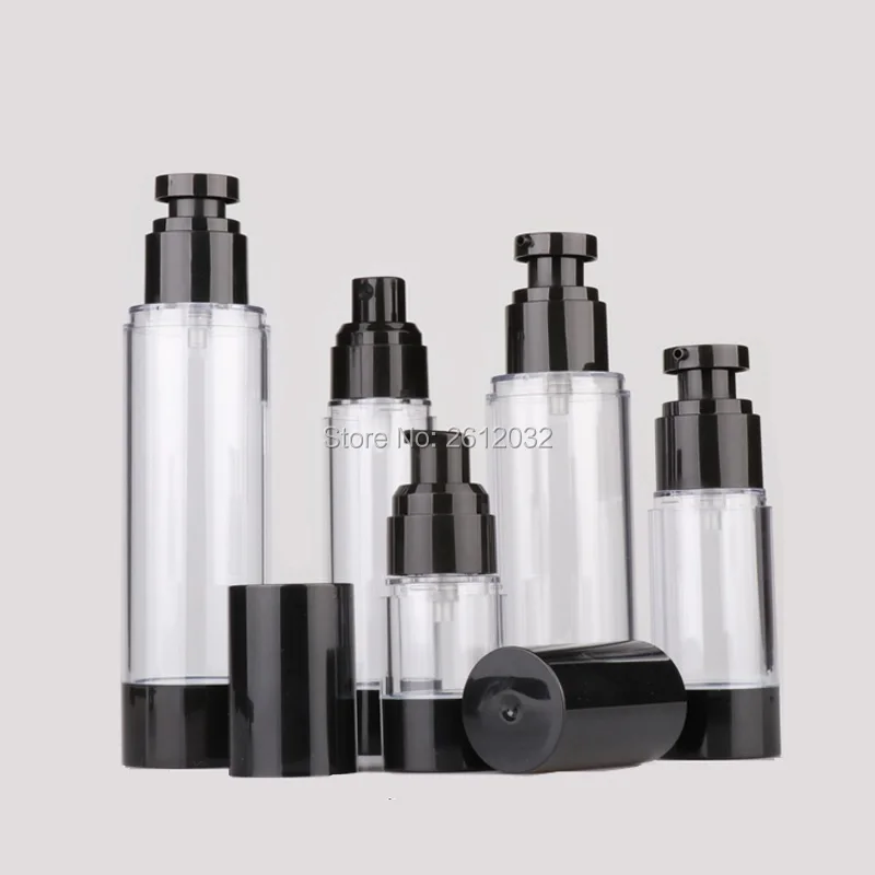 

15ml 30ml 50ml 80ml 100ml 120ml Black Emulsion Vacuum bottle Airless Essence Oil Lotion Pump Cosmetic Perfume Spray Bottles