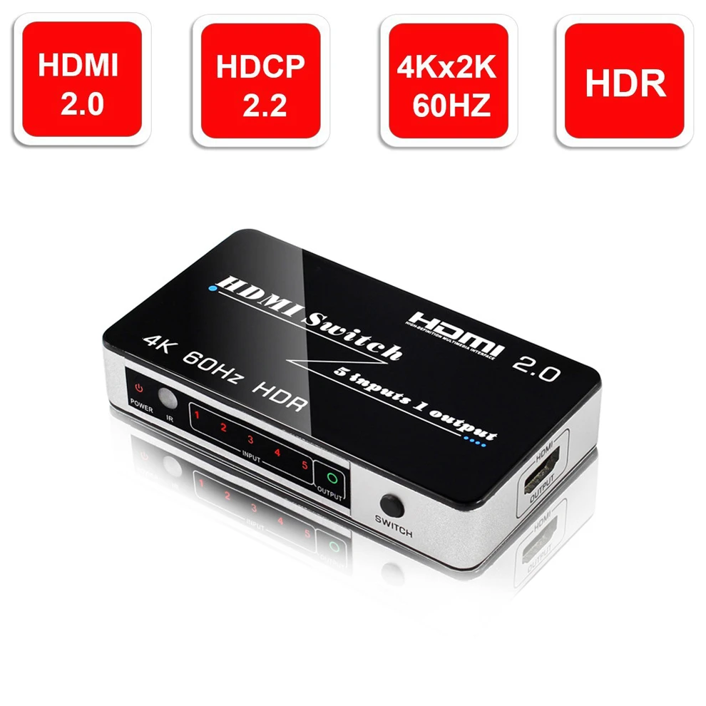 5 портов 18 Гбит/с HDR 4K HDMI переключатель 5x1 Поддержка HDCP 2 мини 0 Коммутатор