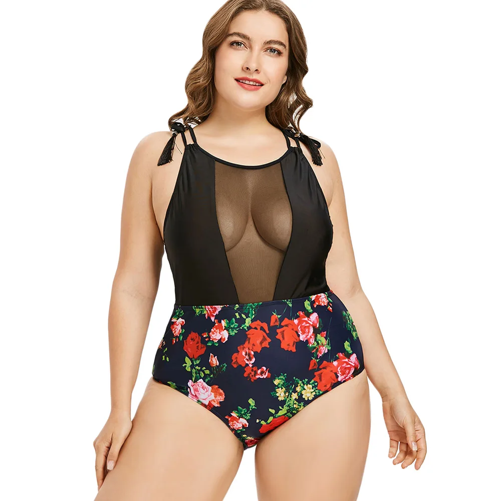 Wipalo размера плюс 5XL Женские костюмы с цветочным рисунком Летний Пляжный цельный