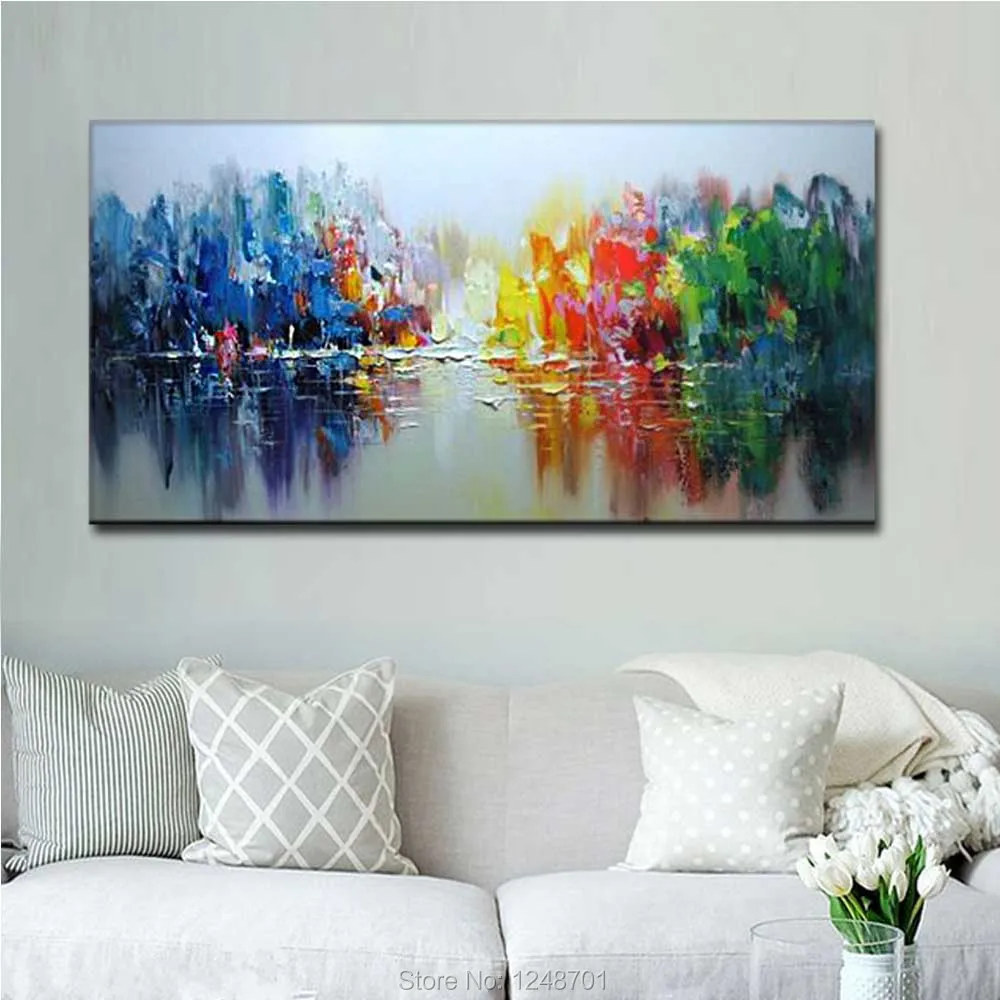 

Modern Hand Painted Abstract Forest Landscape Oil Painting On Canvas Abstract Art Landscape Wall Pictures Living Room Home Decor