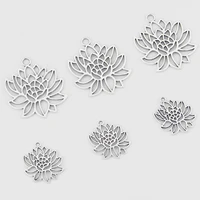 10pcs antique tone hollow open lotus flower charms pendants beads fro necklace jewelry findings
