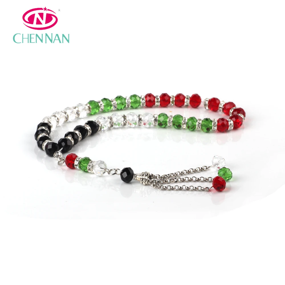 Магазин Tasbih Красный Зеленый Белый Черный Palestine 10 мм прозрачные блестящие бусины