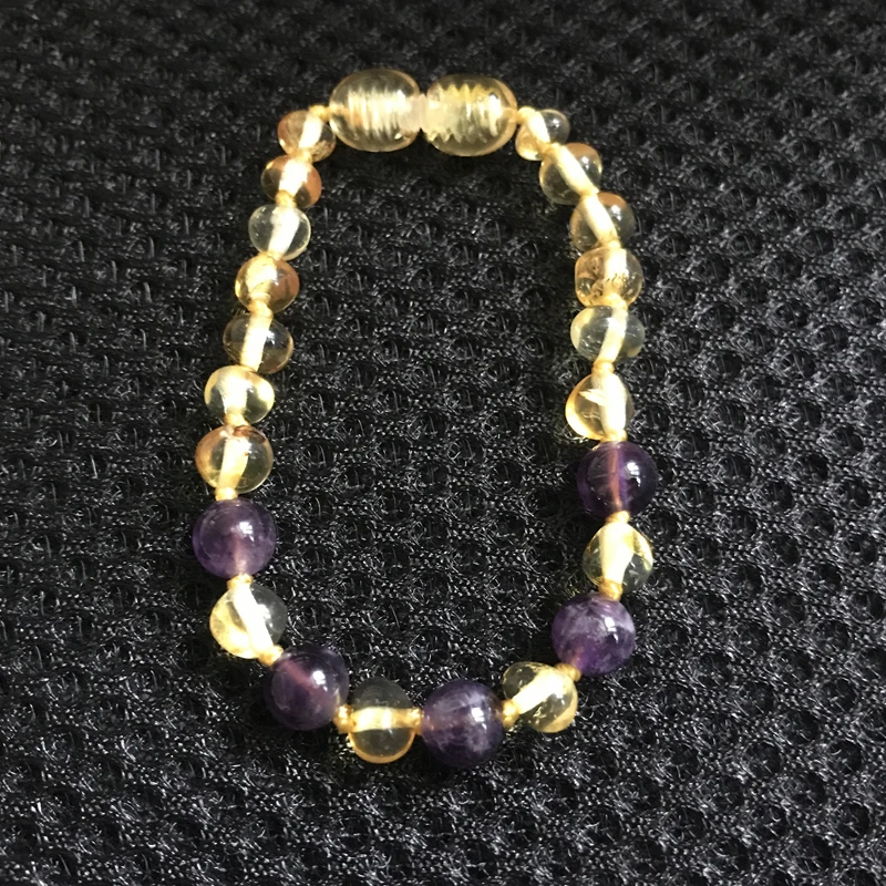 Yoowei Балтийский янтарный браслет с аметистом натуральный драгоценный камень на
