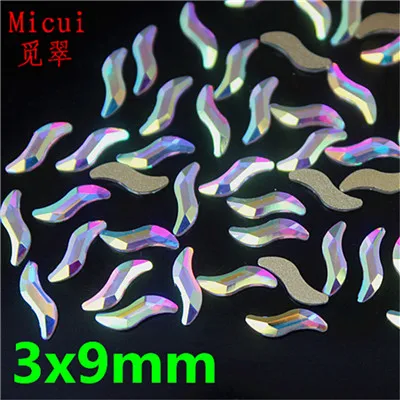 3x9mm S Shape Micui 36 шт. несколько форм AB прозрачное стекло Кристалл Плоская задняя сторона клей для страз на не горячей фиксации 3D дизайн ногтей украшения MC15 - Цвет: 3x9mm S Shape