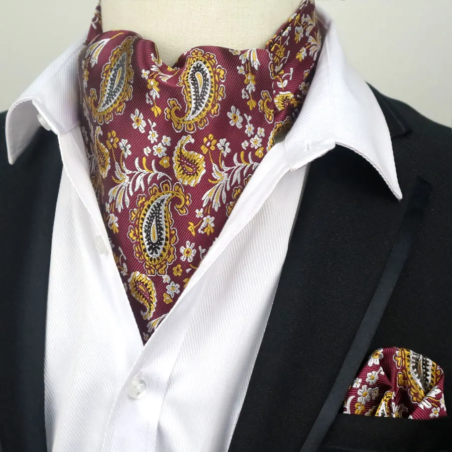 Style 09 Модный мужской галстук Галстук Набор платок Шелковый Пейсли Точка Цветочный Жаккард Ascot наборы шейных платков Карманный квадратный для бизнес Вечерние - Цвет: Style 09