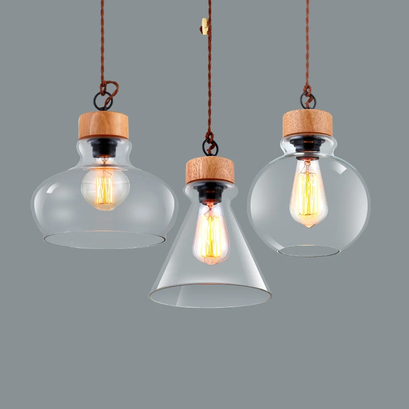 Современный деревянный узор DIY подвесной светильник с одной головкой E27