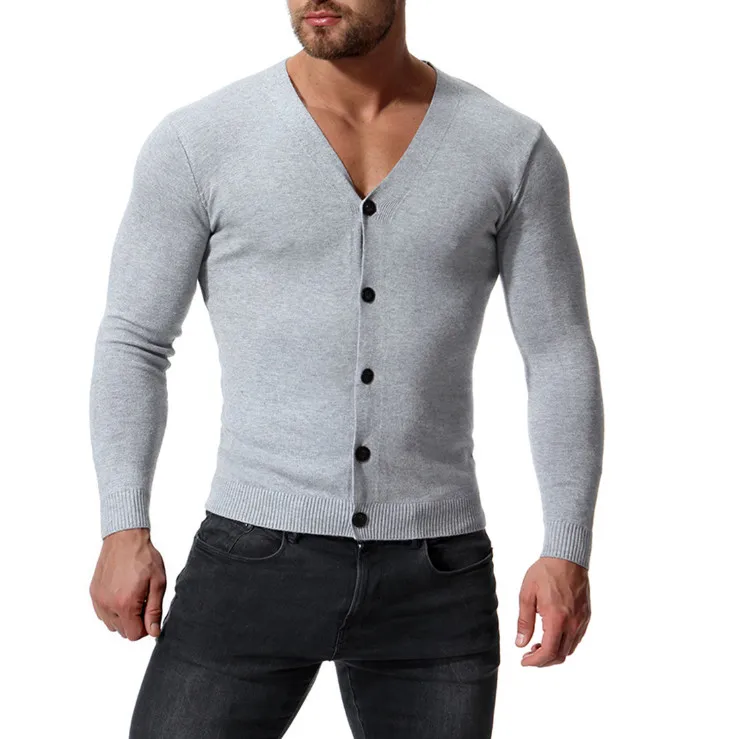 Europe and America V-Neck Cotton Sweater Men New Arrival Slim Fit Cardigan Knitwear Fashion Sweatercoat Male Knitted Clothing