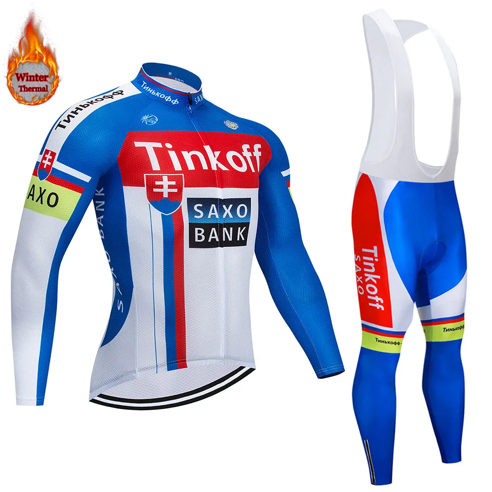 Saxo bank Тинькофф зима термальность флис Велоспорт Джерси Ropa Ciclismo MTB велосипедный костюм, трико Открытый Спортивная - Color: 2