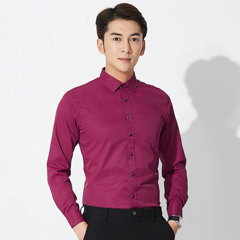 Anti-wrinkle Stretch Mens Shirts Casual Slim Fit Work Men Shirt Long Sleeve Cheap China Imported Men Clothing Mens Dress Shirts