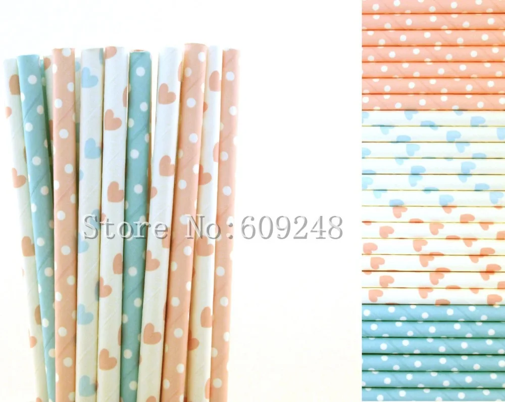 100 шт. набор для вечеринок бумажные соломинки светло-розовые и швейцарские в