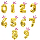32 дюйма коронный номер Фольга воздушные шары День рождения украшения детские мини-корона с рисунком Globos на день рождения с изображением воздушных шаров Юбилей