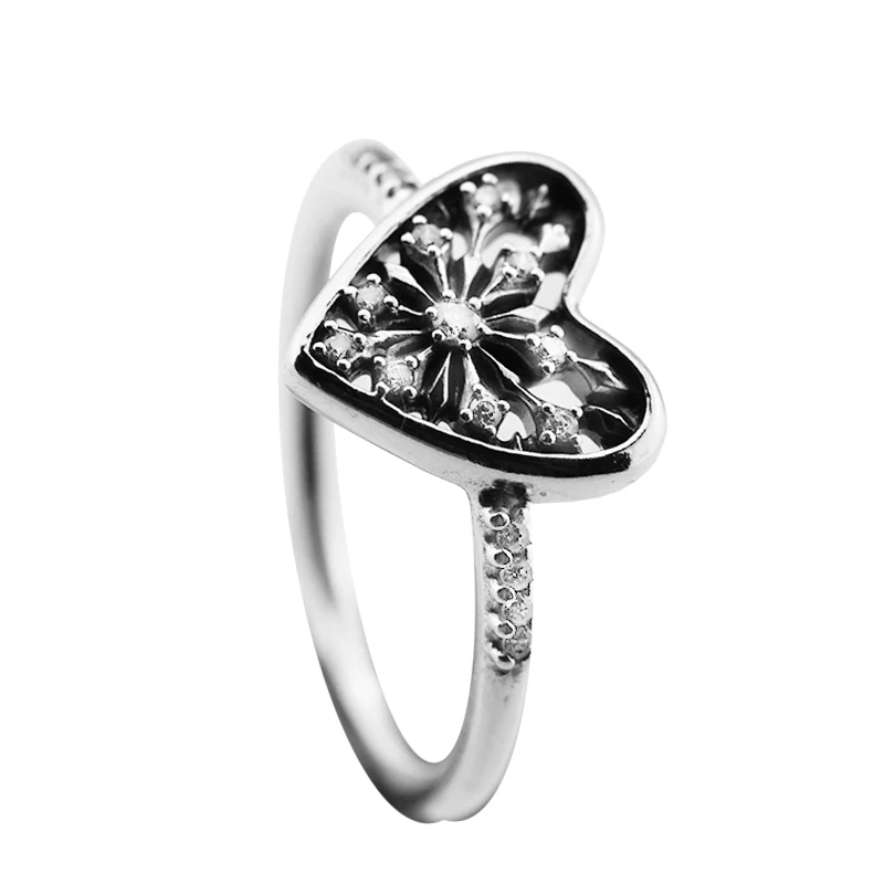

Heart of Winter Rings with Clear CZ 100% Authentic 925 Sterling-Silver-Jewelry Free Shipping