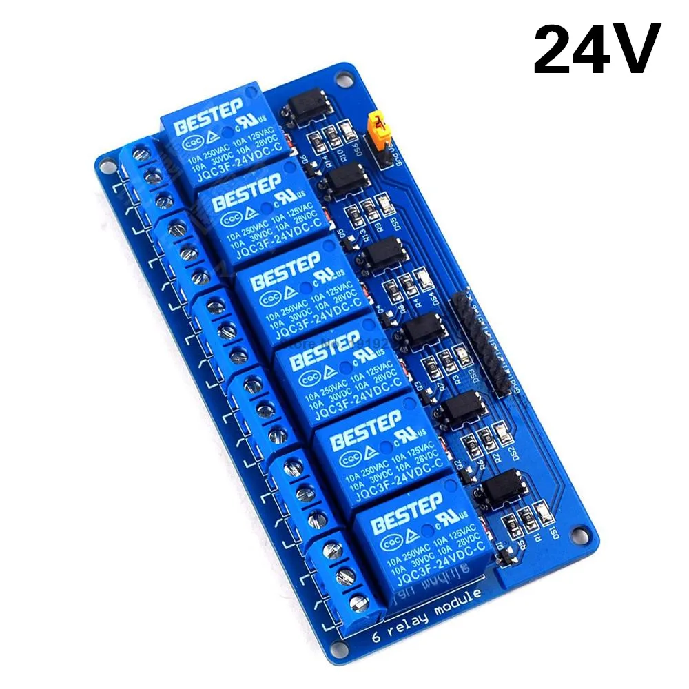 

5PCS/LOT 6 Channel 24V Relay Module Low Level Trigger for SCM Household Appliance Control