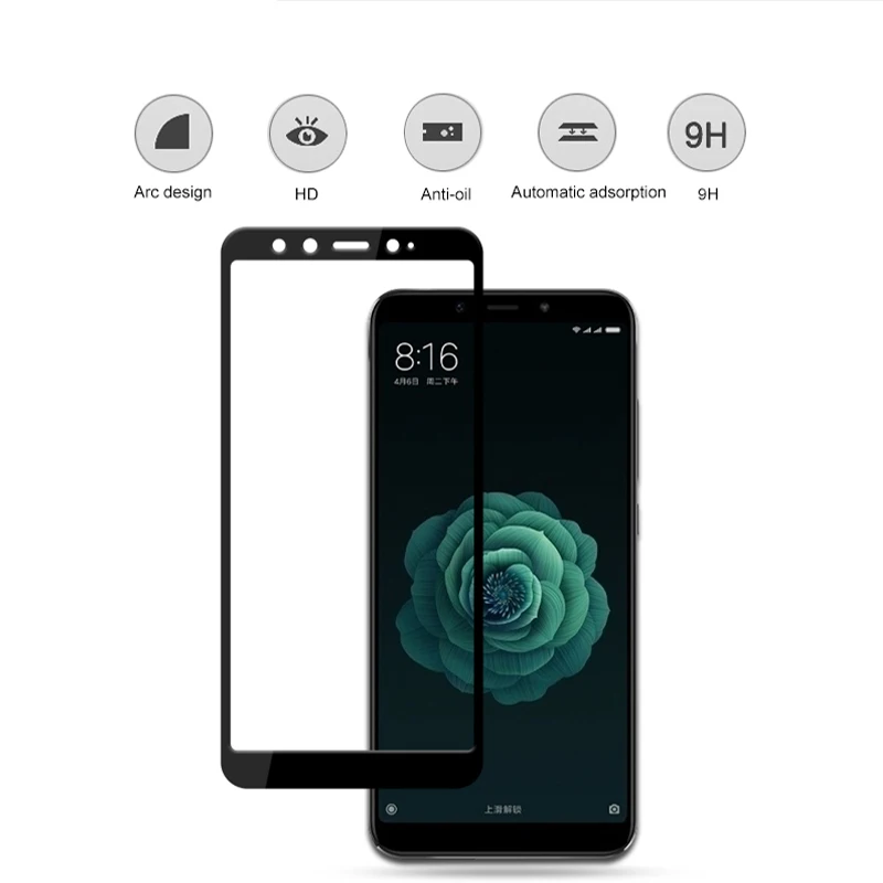 Закаленное стекло 9H для Xiaomi Mi A2 Lite чехол с полным покрытием Защитное A 1 2 A1 2A 1A