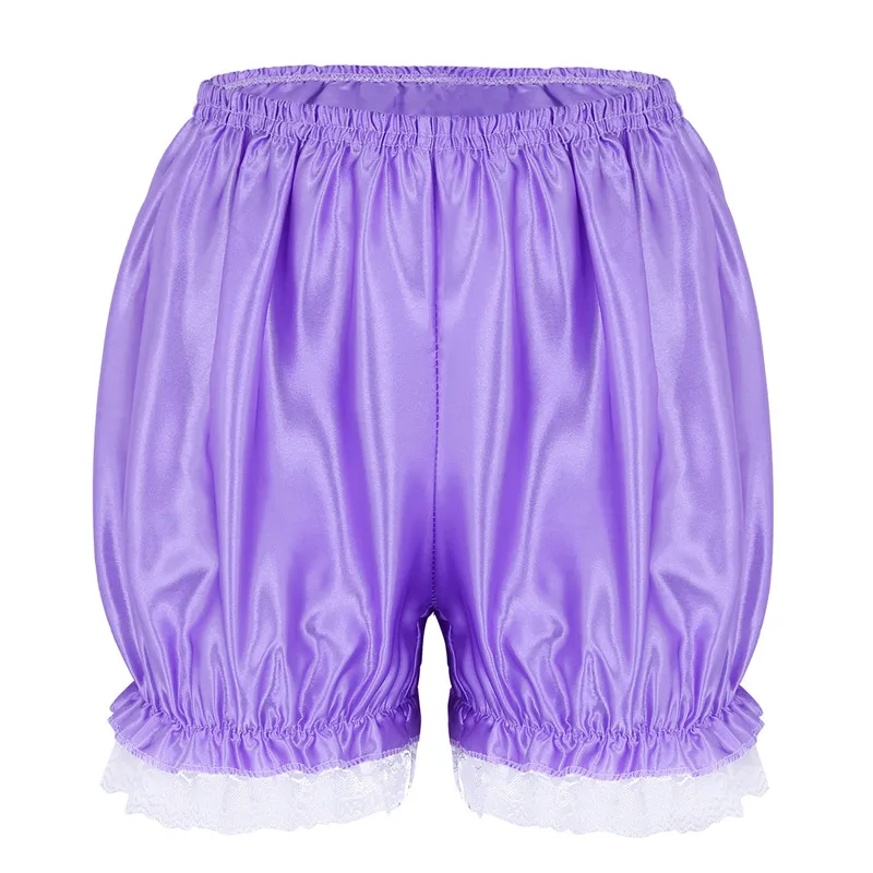 Purple Стиль, женские, для девочек, с кружевным подолом, блестящие, Лолита, тыква, защитные штаны, шаровары, нижнее белье, милые, безопасность, короткие штаны, ночное белье - Цвет: Purple